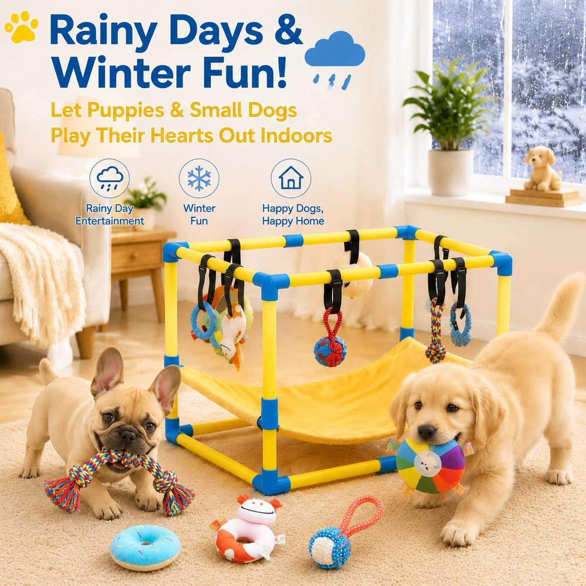 Puppy Play Gym with Hanging Toys & Hammock