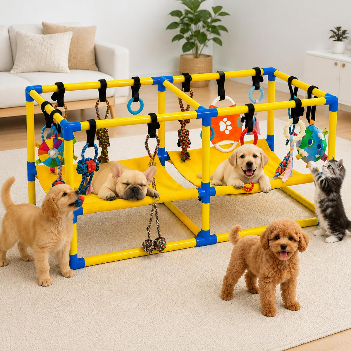 Puppy Play Gym with Hanging Toys & Hammock