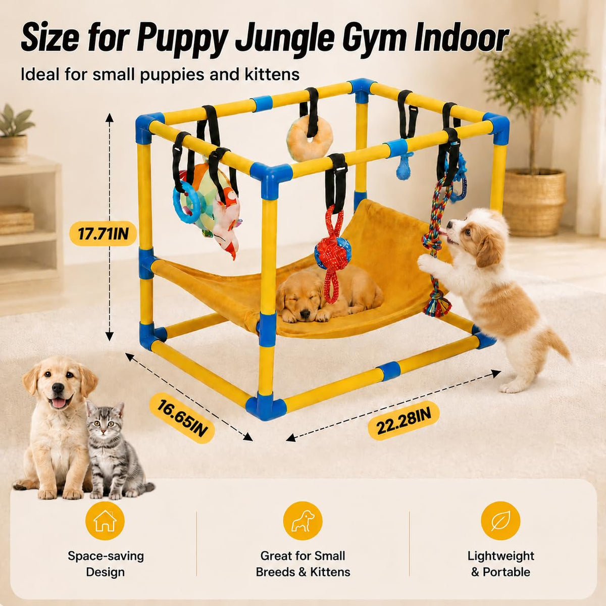 Puppy Play Gym with Hanging Toys & Hammock