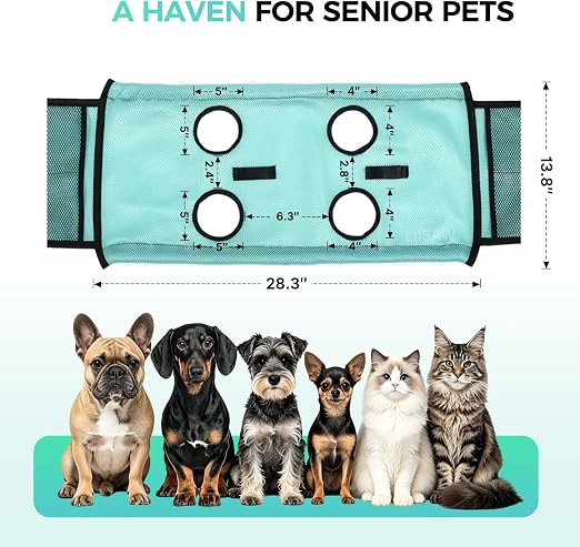 At-home pet grooming hammock setup