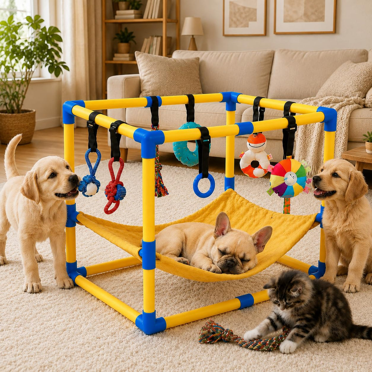 Puppy Play Gym with Hanging Toys & Hammock