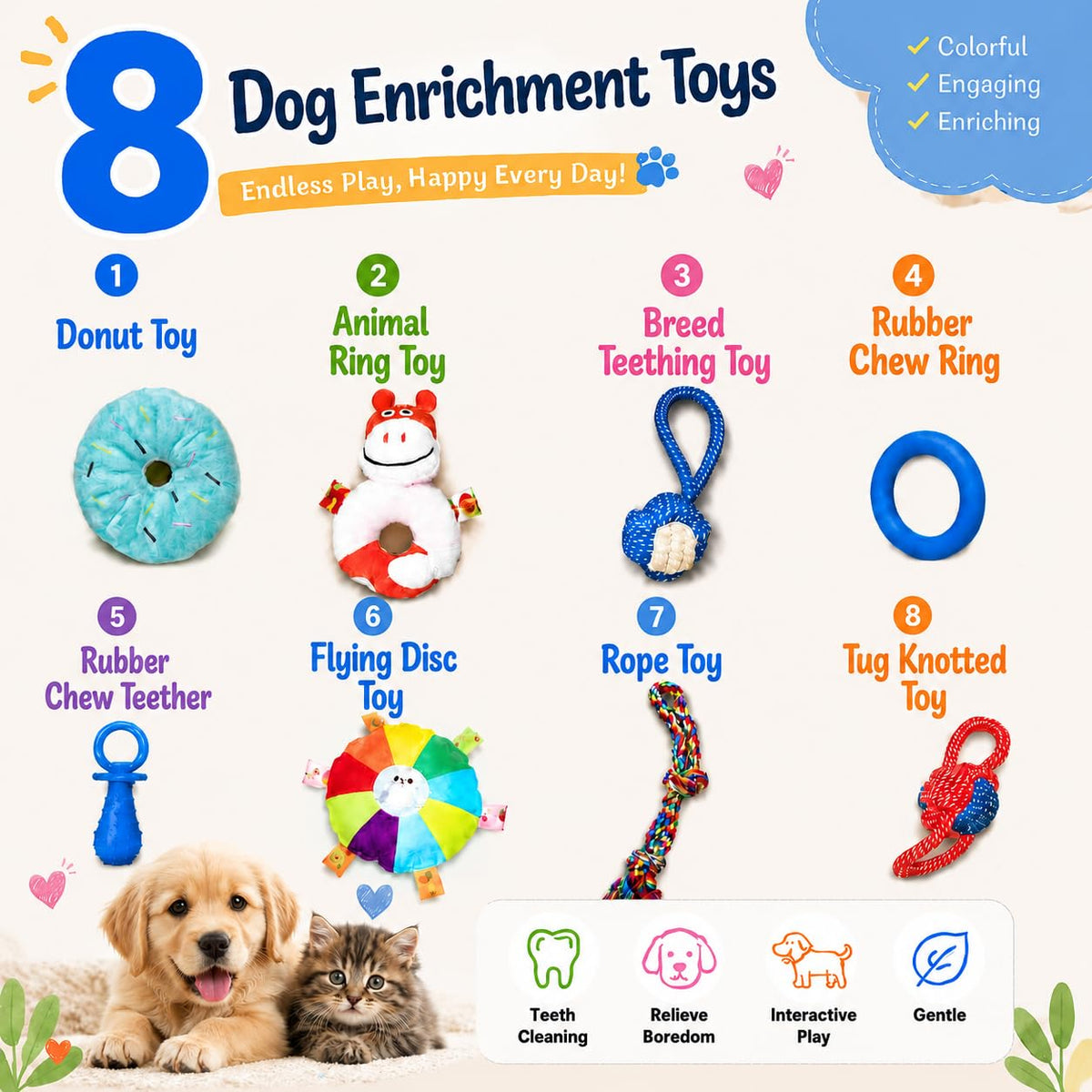 Puppy Play Gym with Hanging Toys & Hammock