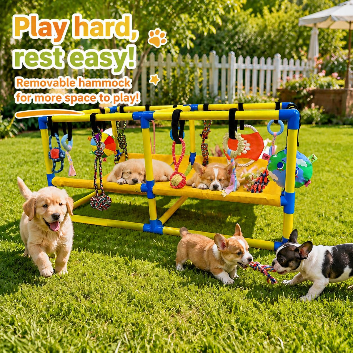 Puppy Play Gym with Hanging Toys & Hammock